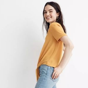 NWT Madewell Novel Golden Yellow Tie Front Shirt